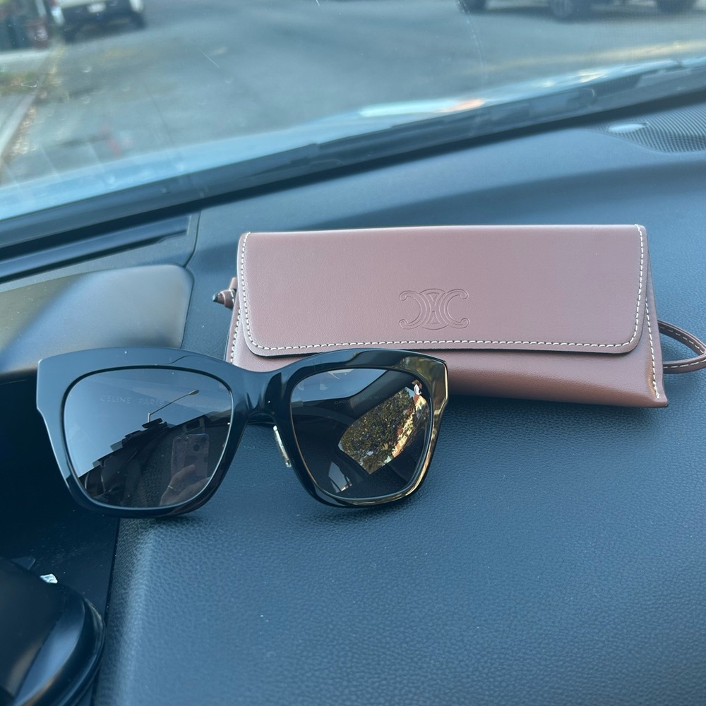Celine Triomphe 09 Black Sunglasses with Tan Case